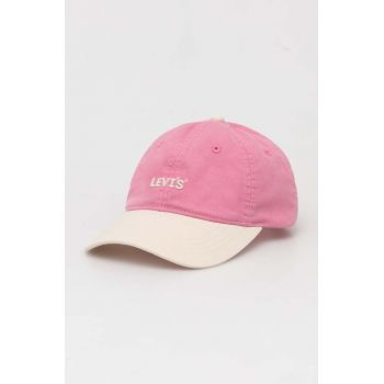 Levi's șapcă de baseball din bumbac culoarea roz, cu imprimeu