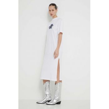 Karl Lagerfeld Jeans rochie din bumbac culoarea alb, mini, drept