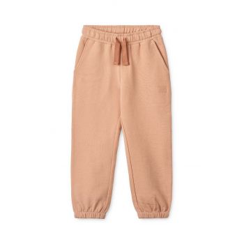 Liewood pantaloni de trening din bumbac pentru copii culoarea bej, neted