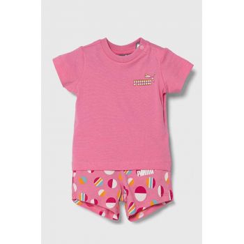 Puma compleu copii ESS+ SUMMER CAMP Infants Set JS culoarea roz