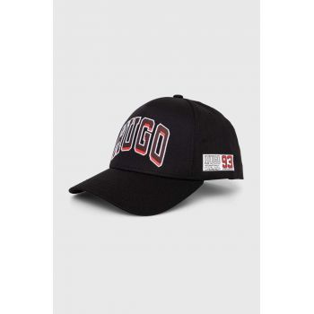 HUGO șapcă de baseball din bumbac culoarea negru, cu imprimeu 50513381