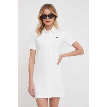 Lacoste rochie culoarea alb, mini, drept de firma originala