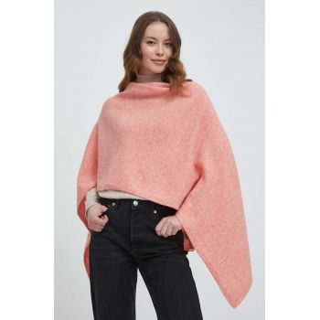 United Colors of Benetton poncho de lana culoarea roz ieftin
