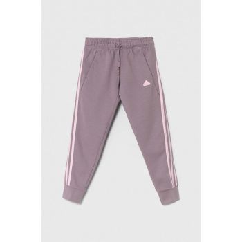 adidas pantaloni de trening pentru copii culoarea violet, neted