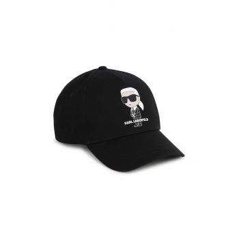 Karl Lagerfeld șapcă din bumbac pentru copii culoarea negru, cu imprimeu