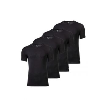 Set de tricouri slim fit cu decolteu la baza gatului - 4 piese
