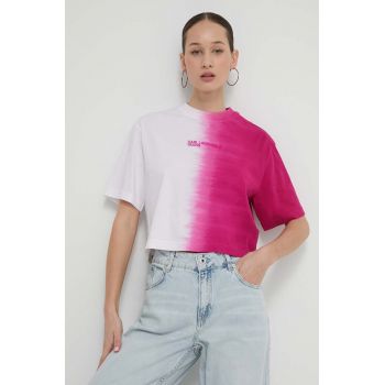 Karl Lagerfeld Jeans tricou din bumbac femei, culoarea roz