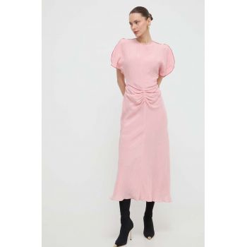 Victoria Beckham rochie culoarea roz, maxi, evazați 1224WDR005227B