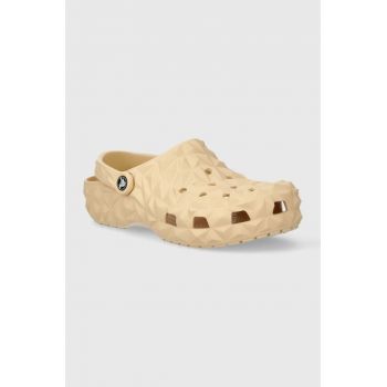Crocs papuci Classic Geometric Clog culoarea bej, 209563