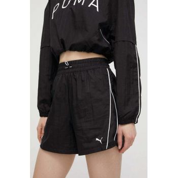 Puma pantaloni scurți de antrenament Fit Move culoarea negru, cu imprimeu, high waist, 524812