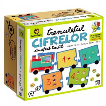 Joc Montessori Trenuletul Cifrelor Cu Efect Tactil, Ludattica, +3 ani