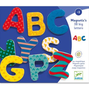 38 Litere magnetice colorate pentru copii, Djeco, 1-2 ani +