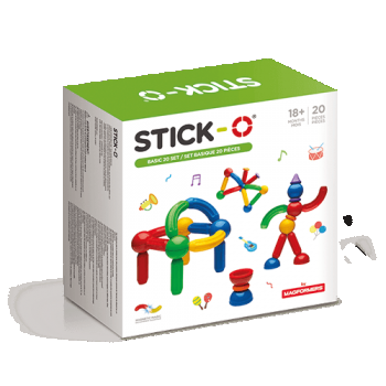 Joc cu magneti Stick-O, Set de baza cu 20 piese, Clicstoys, 2-3 ani +