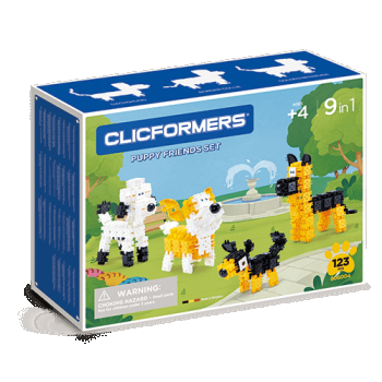Set de construit Clicformers- Catei prietenosi, 123 piese, Clicstoys, 4-5 ani +