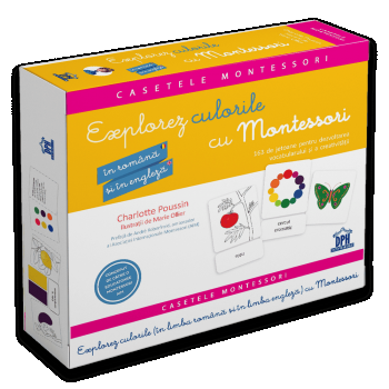 Casetele Montessori - Explorez culorile cu Montessori - in romana si in engleza - 163 de jetoane pentru dezvoltarea vocabularului si a creativitatii, DPH, 0-1 ani +