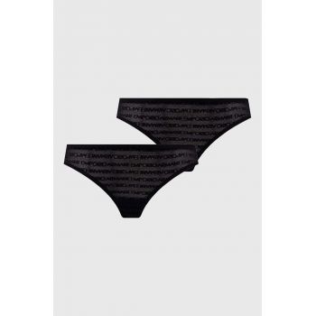 Emporio Armani Underwear tanga 2-pack culoarea negru, transparent