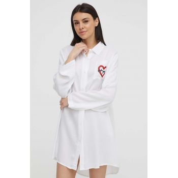 HUGO camasa de pijama femei, culoarea alb de firma originale