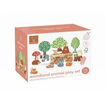 Set cu piese din lemn animale de padure, Orange Tree Toys, 1-4 ani