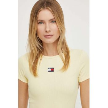 Tommy Jeans tricou femei, culoarea galben DW0DW17881