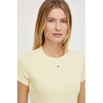 Tommy Jeans tricou femei, culoarea galben DW0DW17383
