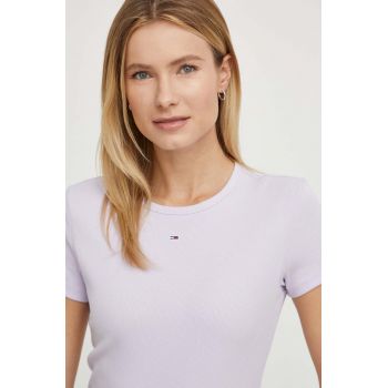 Tommy Jeans tricou femei, culoarea violet DW0DW17383