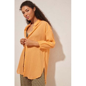 women'secret cămașă de plajă din bumbac PERFECT BEACH SETS culoarea portocaliu, 5547385