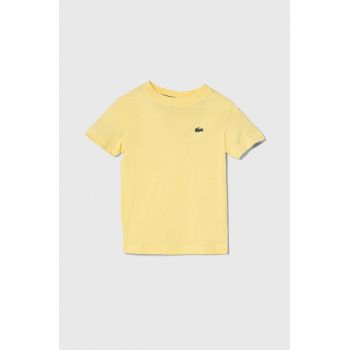 Lacoste tricou de bumbac pentru copii culoarea galben, neted