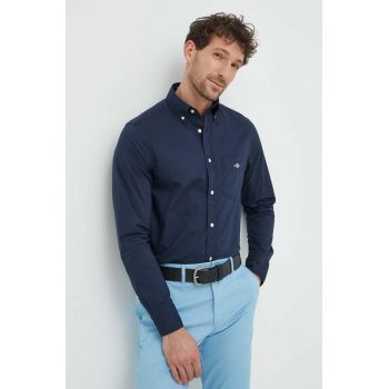 Gant camasa din bumbac barbati, culoarea albastru marin, cu guler button-down, regular de firma originala