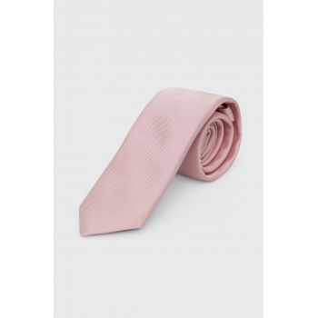 HUGO cravata de matase culoarea roz
