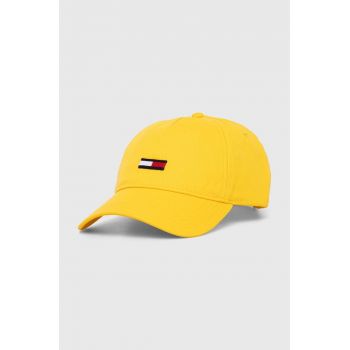 Tommy Jeans șapcă de baseball din bumbac culoarea galben, uni AW0AW15842