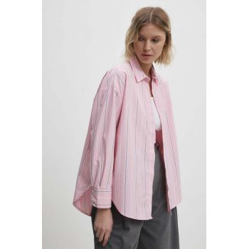 Answear Lab camasa din bumbac femei, culoarea roz, cu guler clasic, relaxed