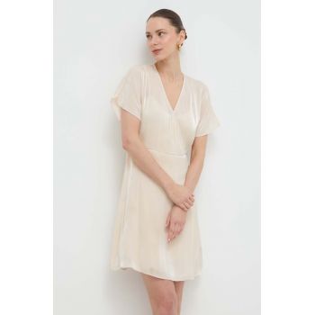 Armani Exchange rochie culoarea bej, mini, evazati