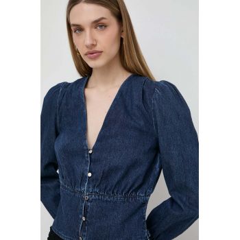 Morgan camasa jeans femei, culoarea albastru marin, slim