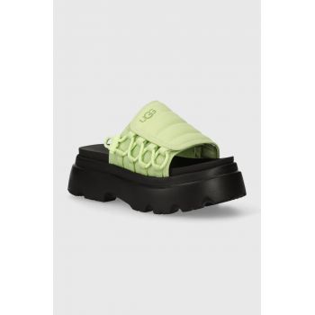 UGG papuci Callie femei, culoarea verde, cu platforma, 1152697
