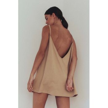 MUUV. rochie din bumbac sukienka #SURFGIRL culoarea bej, mini, oversize