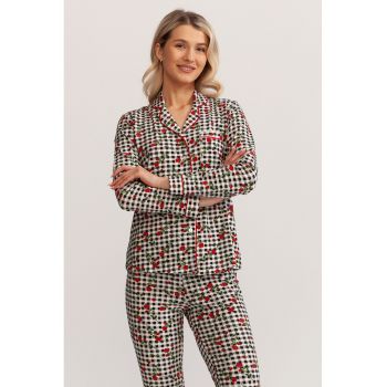 Pijama lunga din amestec de bumbac Lisa ieftine