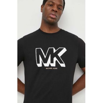 Michael Kors tricou din bumbac barbati, culoarea negru, cu imprimeu la reducere