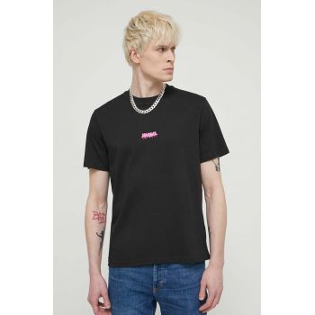 HUGO tricou din bumbac bărbați, culoarea negru, cu imprimeu 50509966