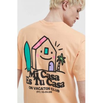 On Vacation tricou din bumbac Mi Casa culoarea portocaliu, cu imprimeu, OVC T149