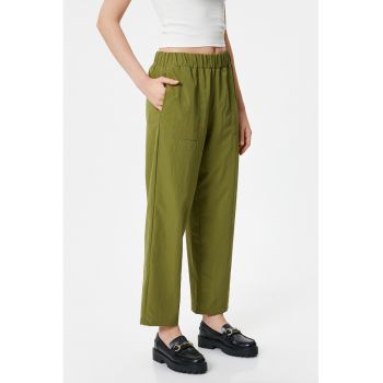 Pantaloni crop cu talie elastica