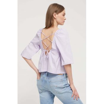 Tommy Jeans bluza din bumbac femei, culoarea violet, modelator