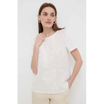Weekend Max Mara bluză din in culoarea alb, cu imprimeu 2415940000000
