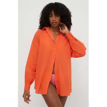Billabong cămașă de plajă din bumbac culoarea portocaliu, EBJWT00113