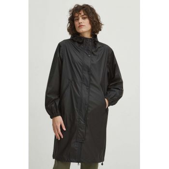 Medicine palton de ploaie femei, culoarea negru, de tranzitie, oversize de firma original