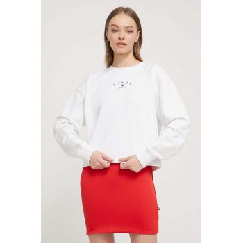 Tommy Jeans bluză femei, culoarea alb, cu imprimeu DW0DW18143