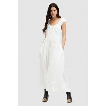 AllSaints rochie ELIZA MAXI DRESS culoarea alb, maxi, evazati, W204DA