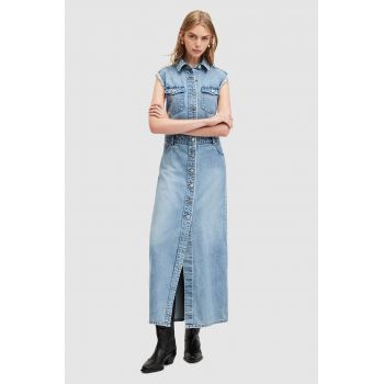AllSaints rochie jeans BLAIR DENIM DRESS maxi, drept, W183DA