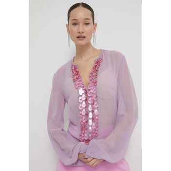 Blugirl Blumarine bluza femei, culoarea violet, cu imprimeu