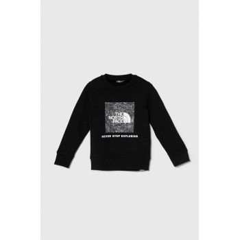 The North Face hanorac de bumbac pentru copii REDBOX CREW culoarea negru, cu imprimeu