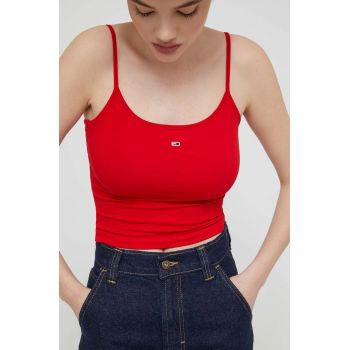 Tommy Jeans top 2-pack femei, culoarea roșu DW0DW18148